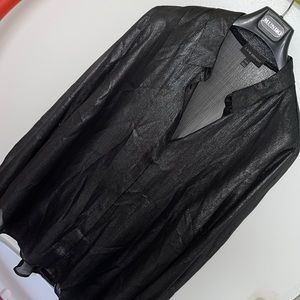 Metallic black, sheer blouse